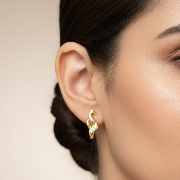 92.5 Silver Gold Plated CZ J studs for Women | Cubic Zirconia Sparkle Design | Elegant Jewellery pair