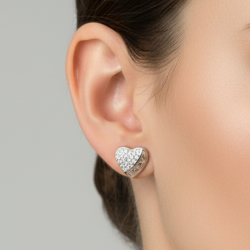 92.5 Silver Heart Earrings for Women | Elegant Love Design | Stylish Jewellery pair
