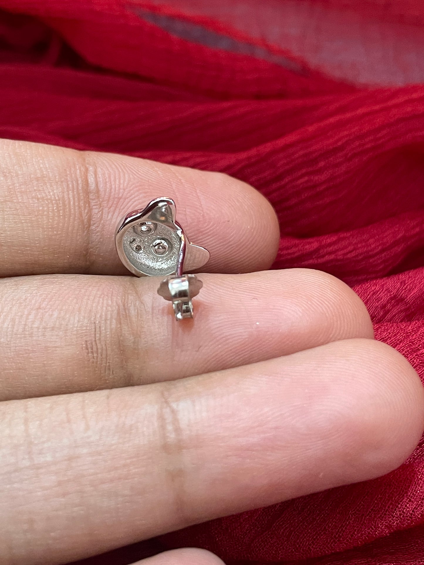 92.5 Silver Teddy Face Stud Earrings for Women & Kids | Cute Cartoon Design | Stylish Jewellery