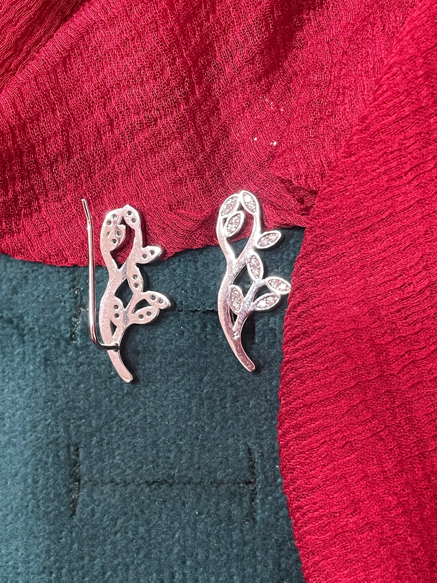 92.5 silver stylish classy leaf earcuffs