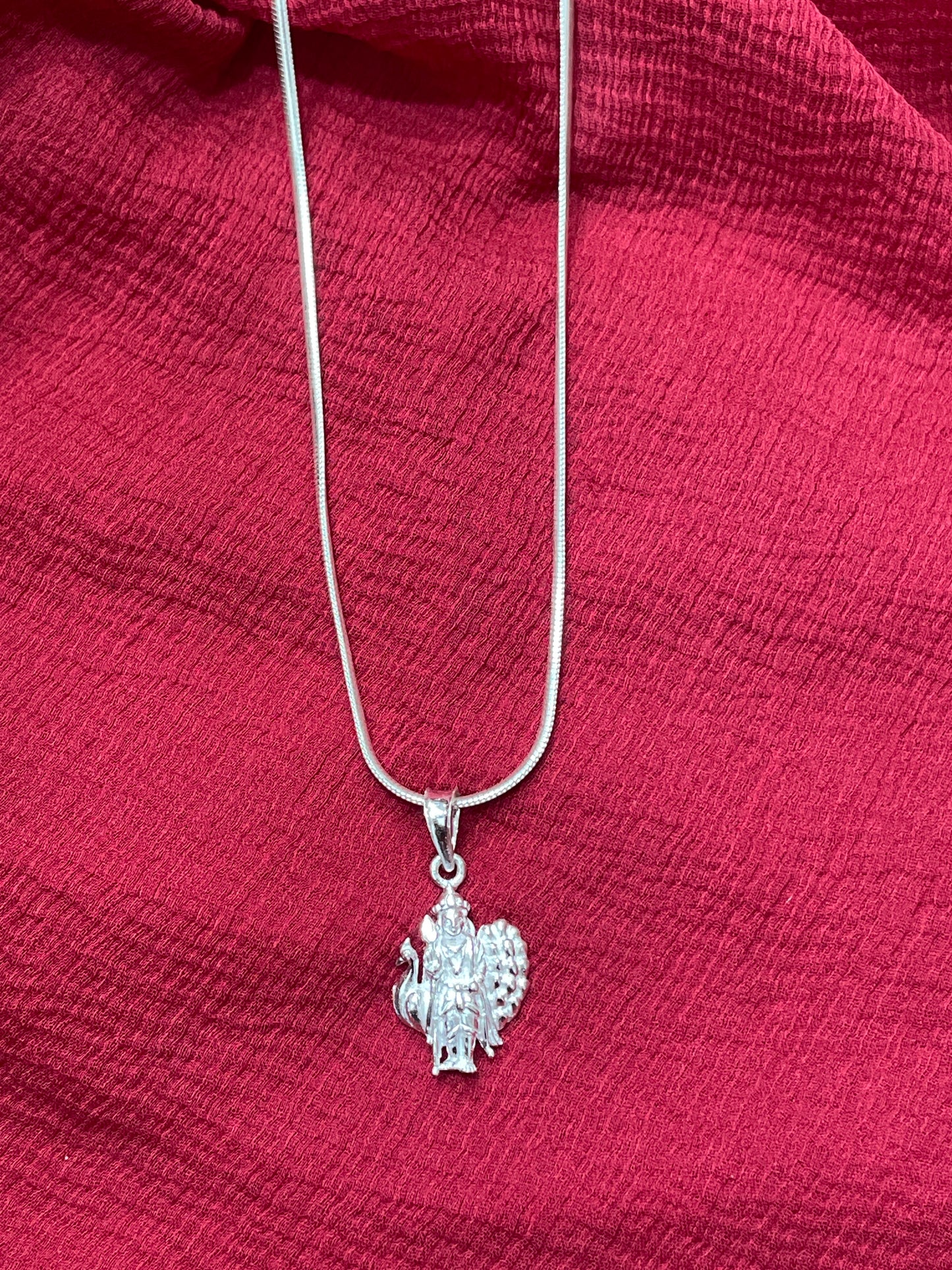92.5 Silver Murugan Pendant for Men & Women | Subramanya Swamy Divine Design | Temple Jewellery