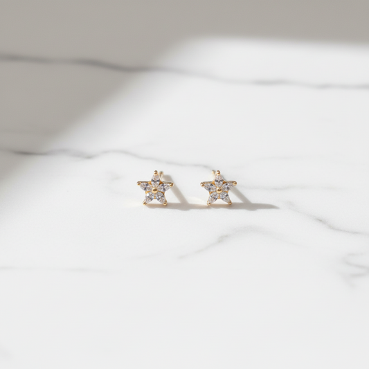 92.5 Sterling Silver Rose Gold Plated Marquise CZ Flower Studs