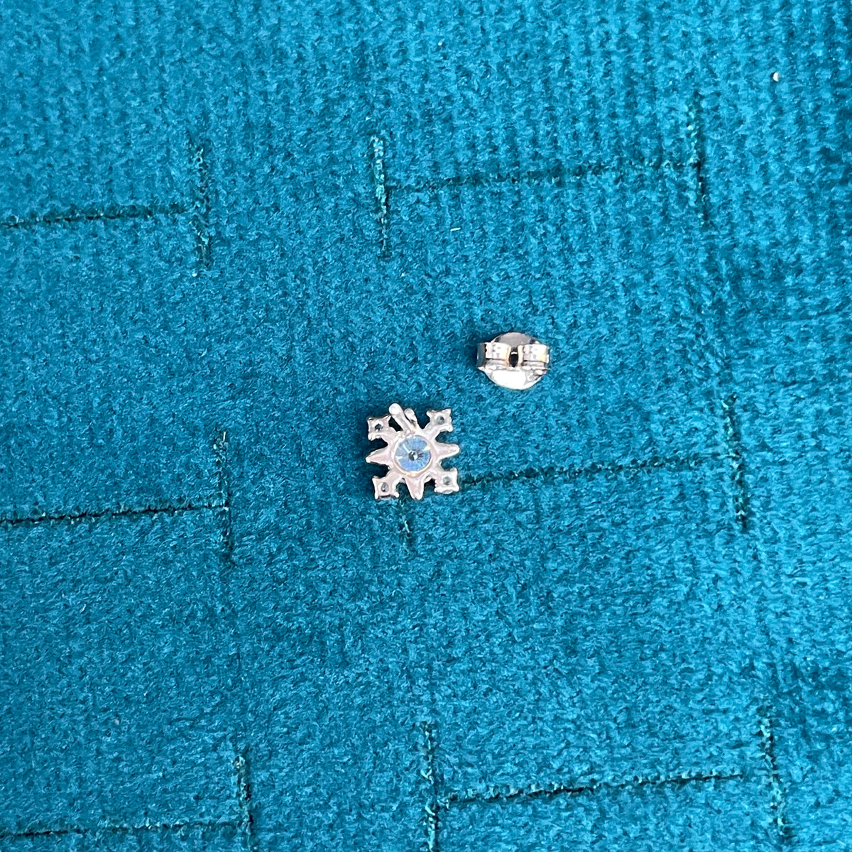 Rose Gold Plated 92.5 Sterling Silver Eight-Point CZ Snowflake Stud Earrings for Women | Starburst CZ Second Studs | Second Piercing Earring Pair