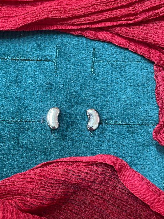 92.5 Silver Bean Shape Earrings for Women | Minimal Modern Design | Stylish Jewellery