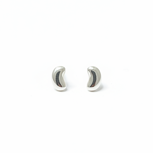 92.5 Silver Bean Shape Earrings for Women | Minimal Modern Design | Stylish Jewellery