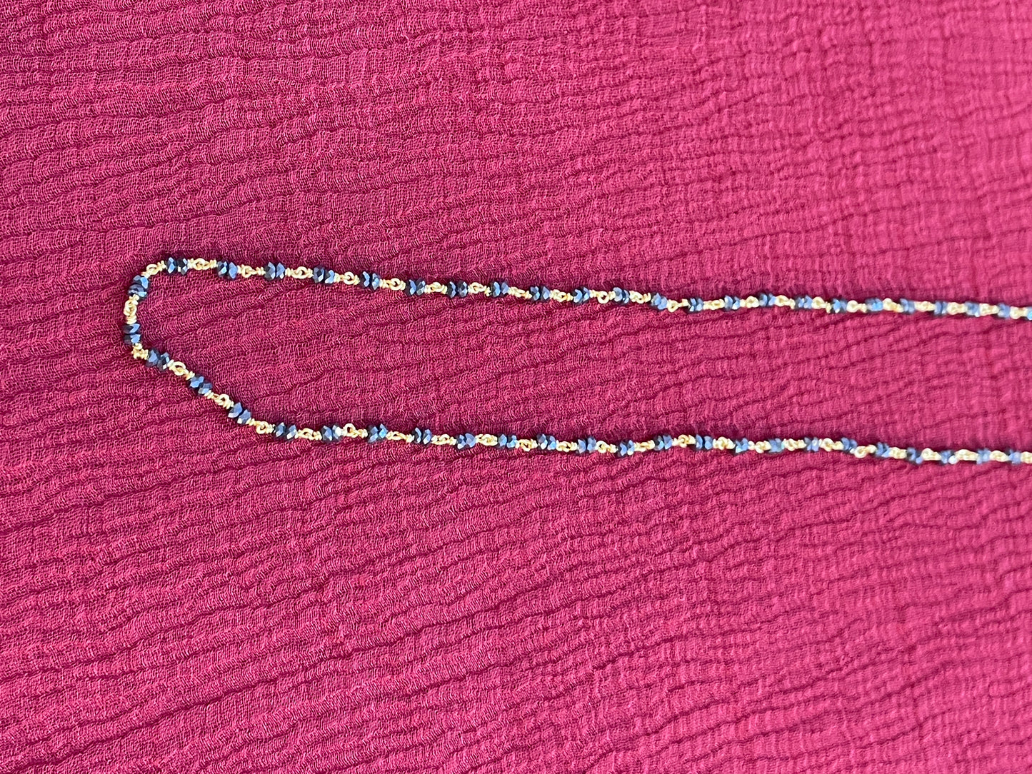 925 Silver Gold Plated Double Beaded Black Diamond Chain