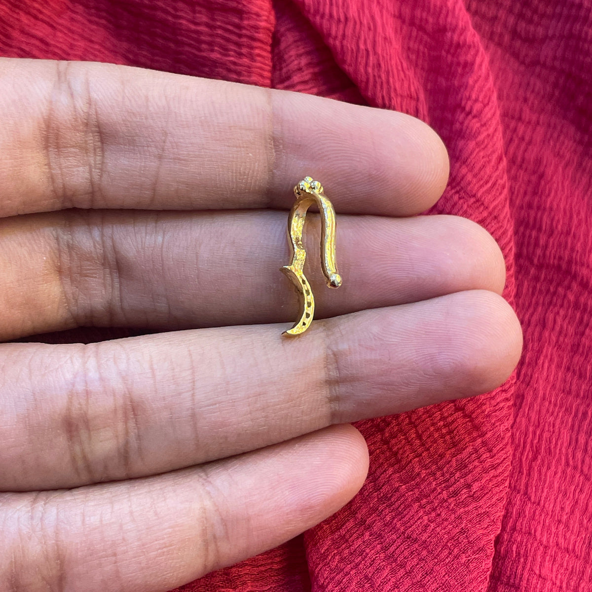92.5 Silver Gold Plated Moon Shape Press-On Bugadi for Women | Stylish Non-Piercing Ear Cuff | Celestial Jewellery