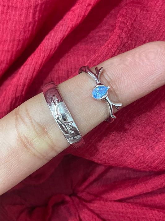 92.5 silver stylish deer couple rings size(men’s:19;women’s:12)