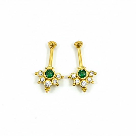92.5 Silver Multicolor Reversible Temple Bugadi (Pair) | Dual Style Design | Jewellery