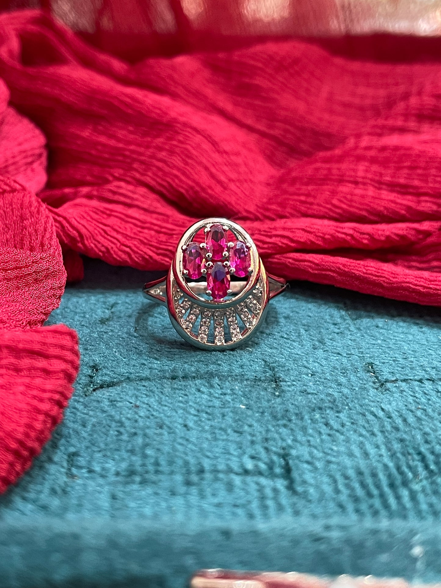 92.5 Silver Pink Stone Classy Ring for Women Size 17 | Elegant Premium Design | Stylish Jewellery