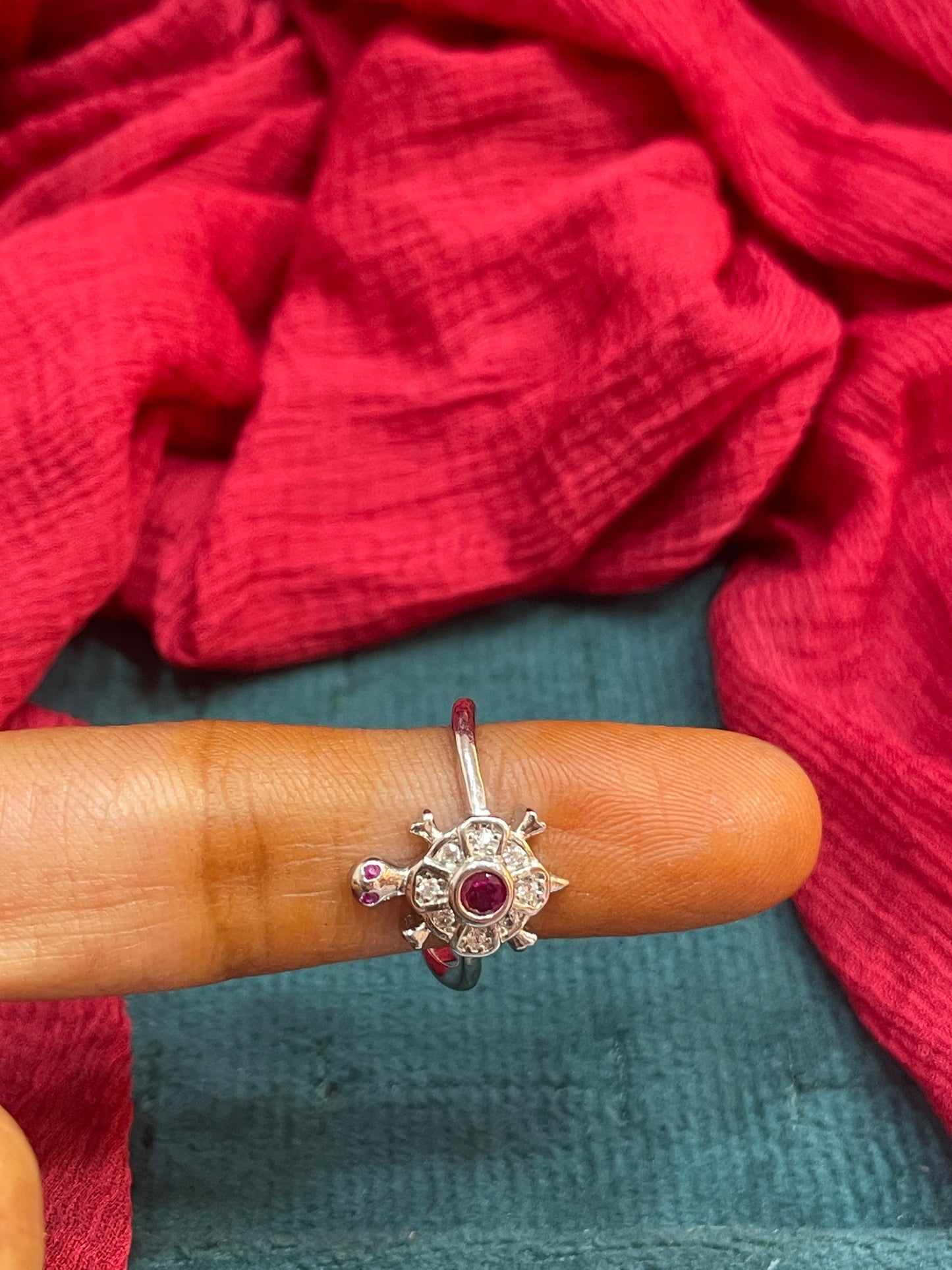 92.5 Silver Tortoise Ring size 11
