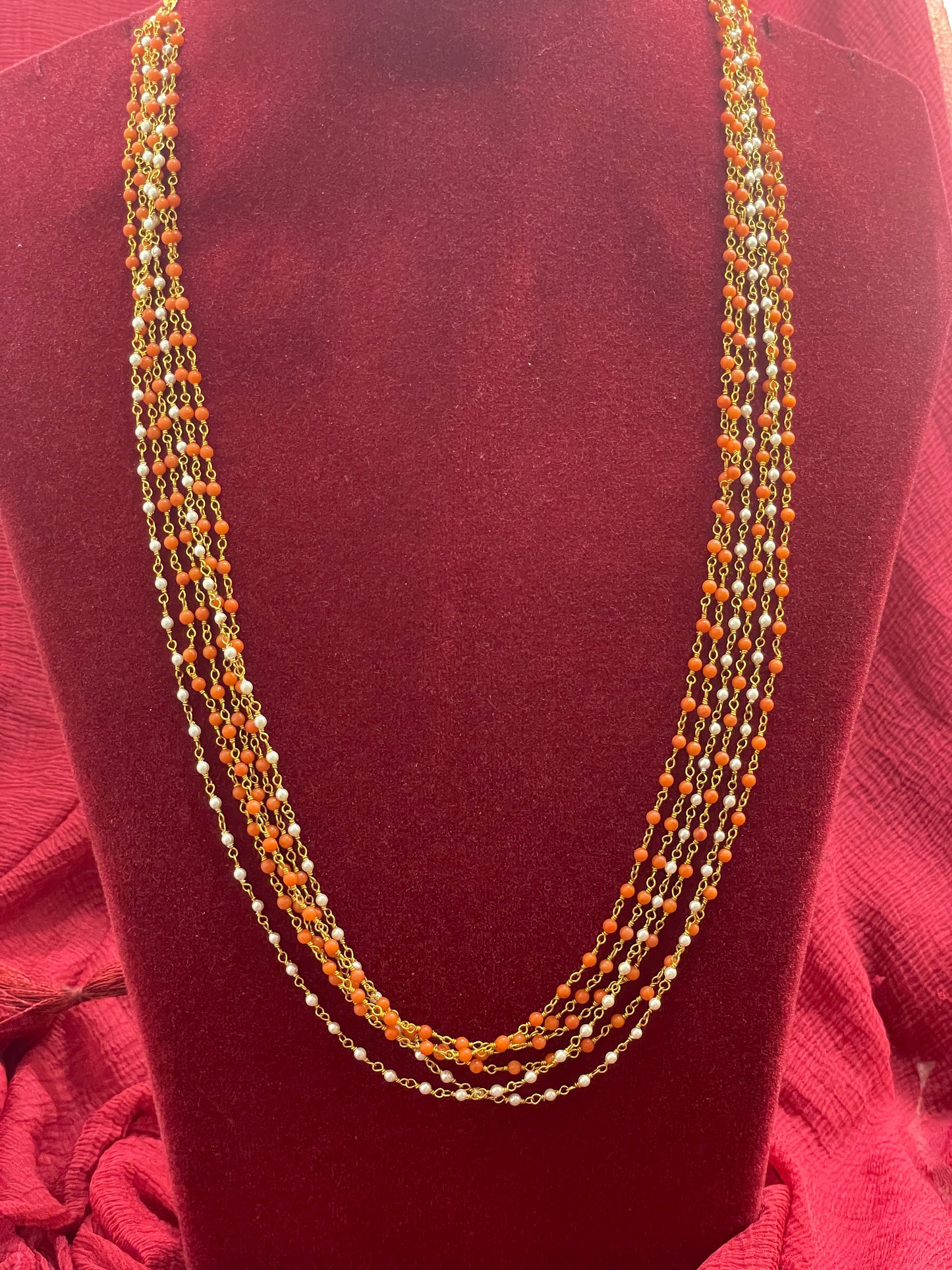 Silver gold plated nakshi mala 20 inches