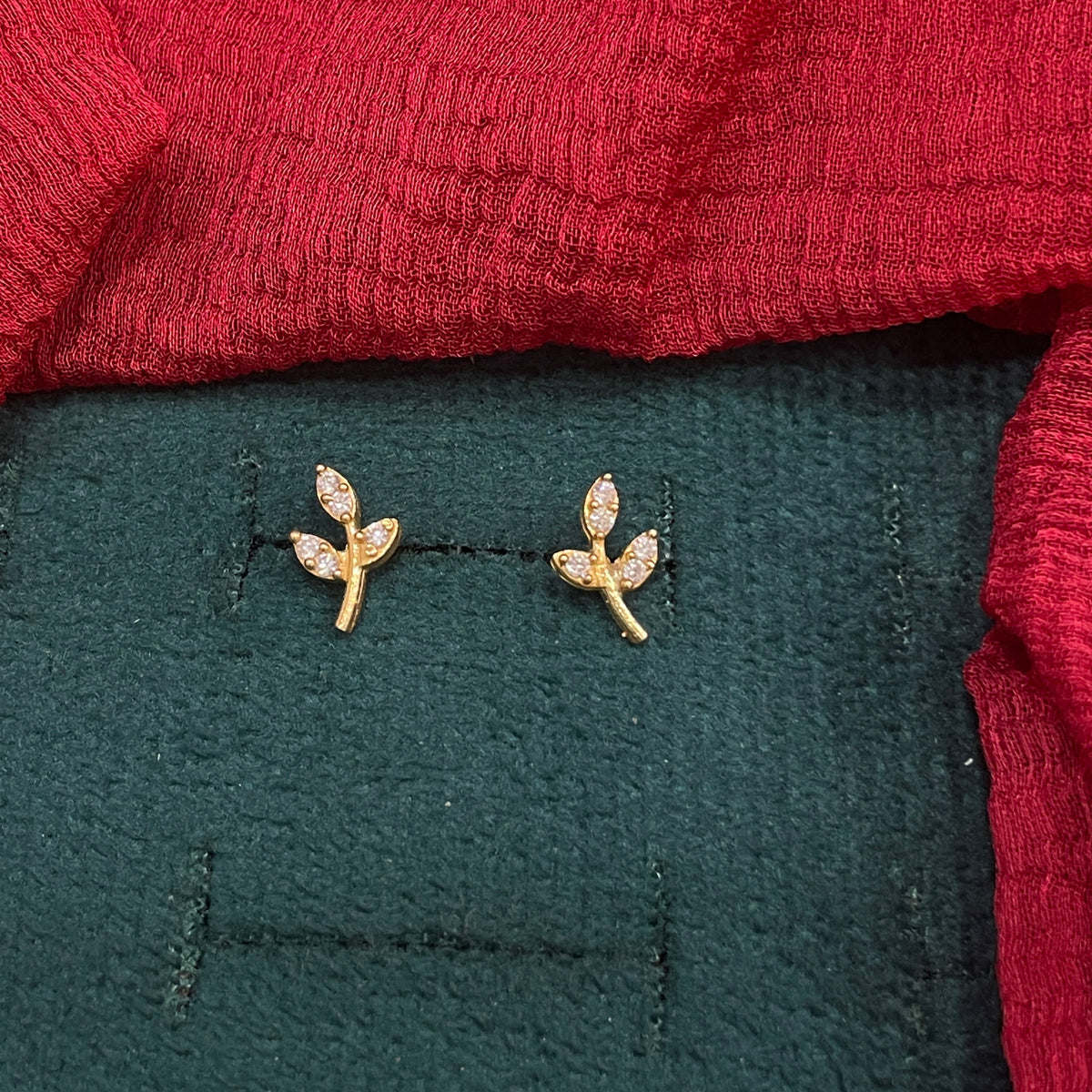925 Silver Gold Plated Leaf Studs for Women | Nature-Inspired Design pair