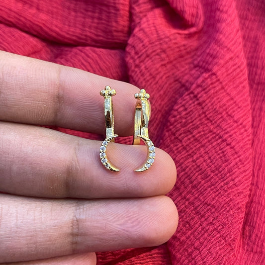 92.5 Silver Gold Plated Moon Shape Press-On Bugadi for Women | Stylish Non-Piercing Ear Cuff | Celestial Jewellery