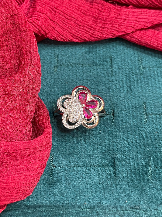 92.5 Silver Stylish Flower Ring for Women Size 14 | Elegant Floral Design | Daily Wear Jewellery