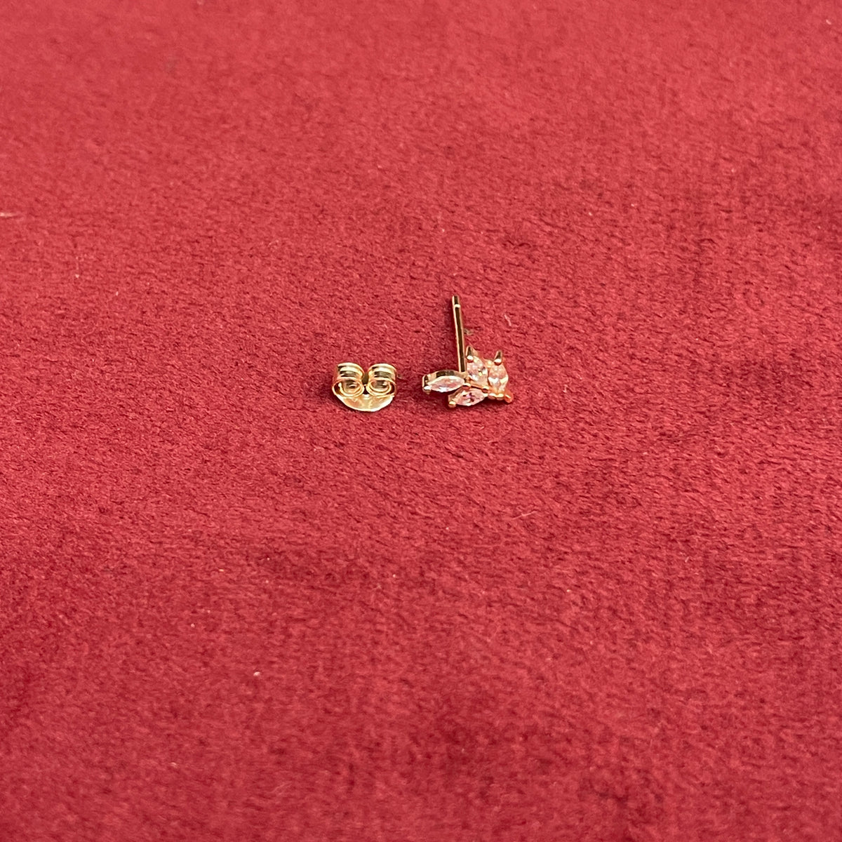 92.5 Sterling Silver RoseGold Plated Marquise CZ Leaf Cluster Studs