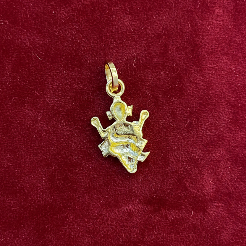 92.5 Silver Gold Plated Dancing Ganesha Pendant