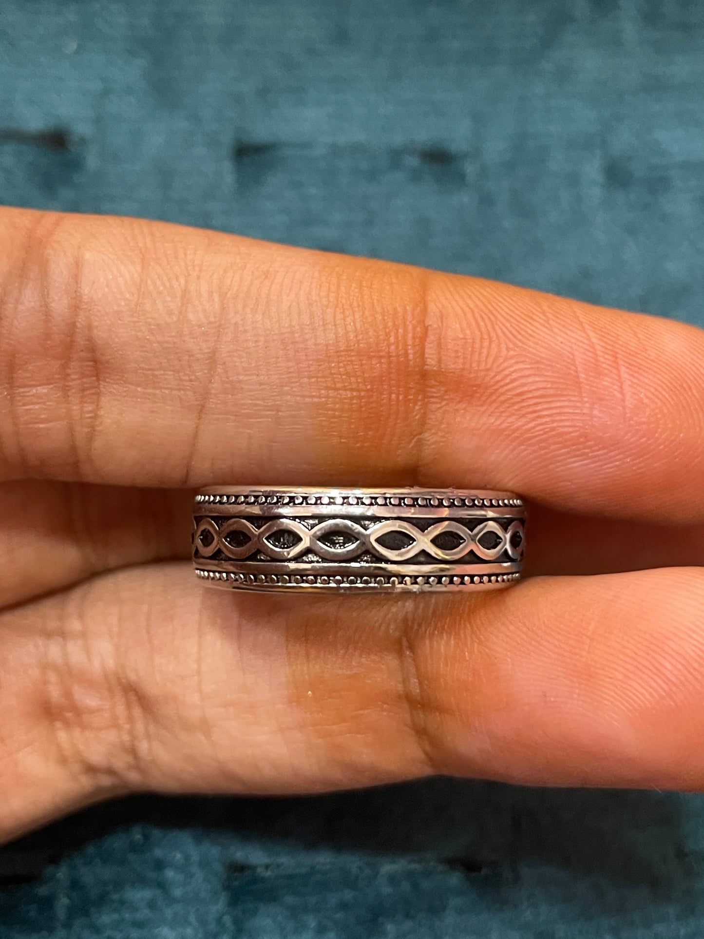 92.5 Silver Oxidised Men’s Ring Size 19 | Stylish Vintage Design | Elegant Jewellery