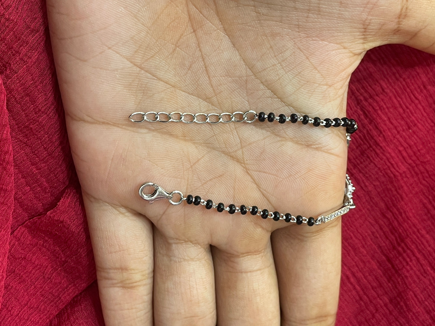 92.5 Silver Black Beads Bracelet for Women 6.5 Inches | Stylish Elegant Design | Daily Wear Jewellery