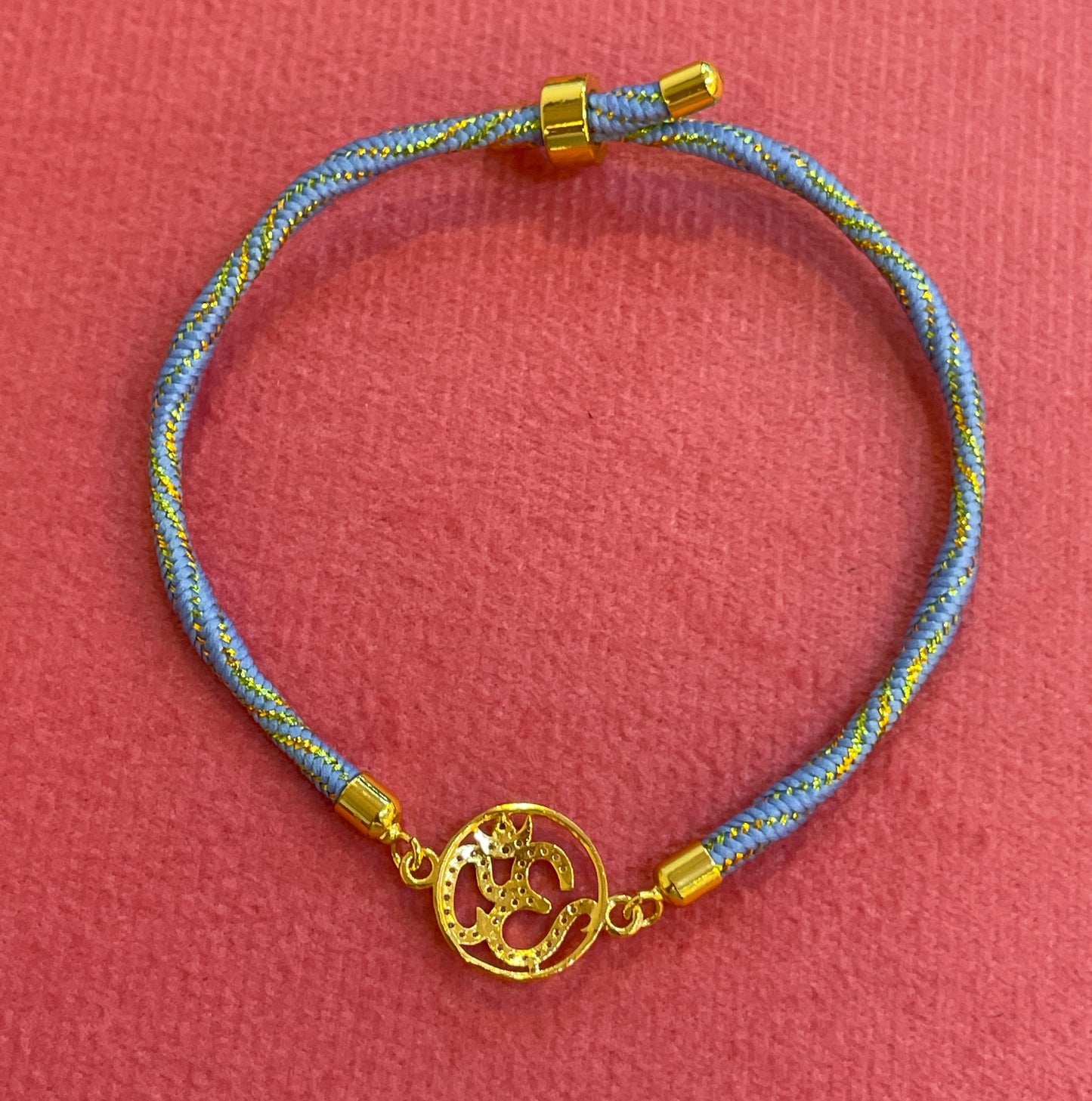 Silver Om Rakhi for Brother | Gold Plated Om Charm with CZ Stones