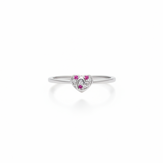 92.5 Silver Pink Stone Heart Ring for Women Size 12 | Stylish Romantic Sparkle | Elegant Gift Jewellery