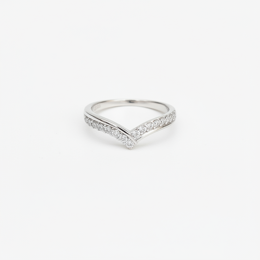 92.5 Sterling Silver Asymmetric Crossover Finger Ring