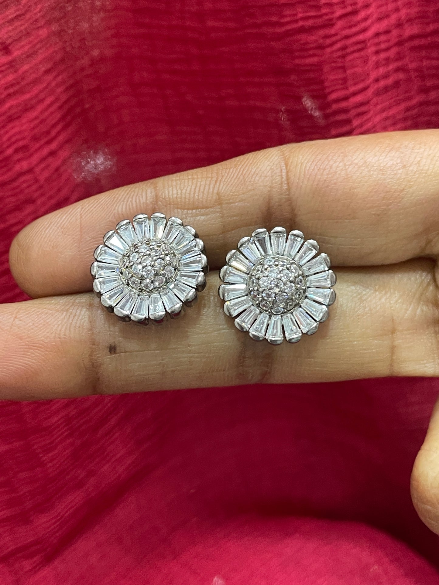 92.5 Silver White Stone Earrings | Elegant Minimal Sparkle Design | Jewellery