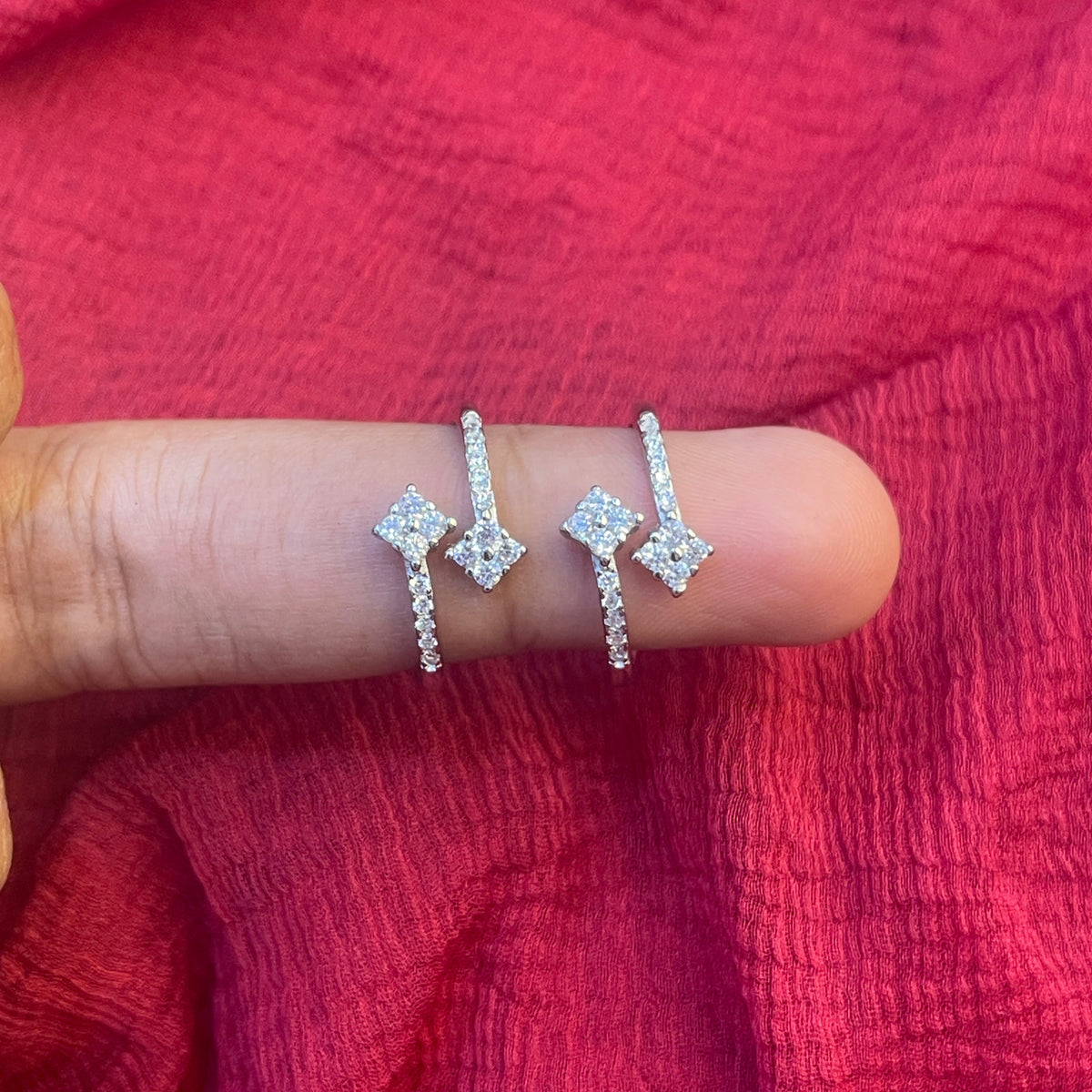 92.5 Silver CZ Studded Toe Rings for Women | Cubic Zirconia Design | Traditional Jewellery