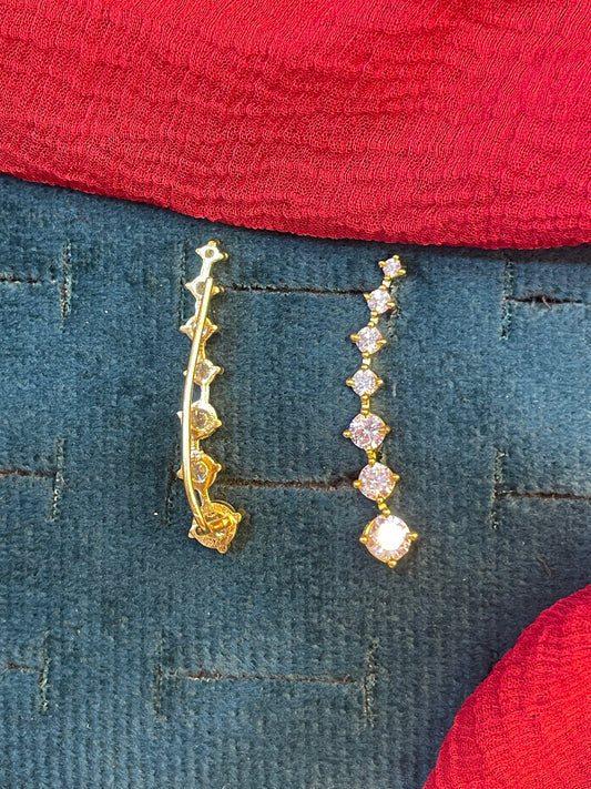 92.5 silver gold plated white stone earcuffs
