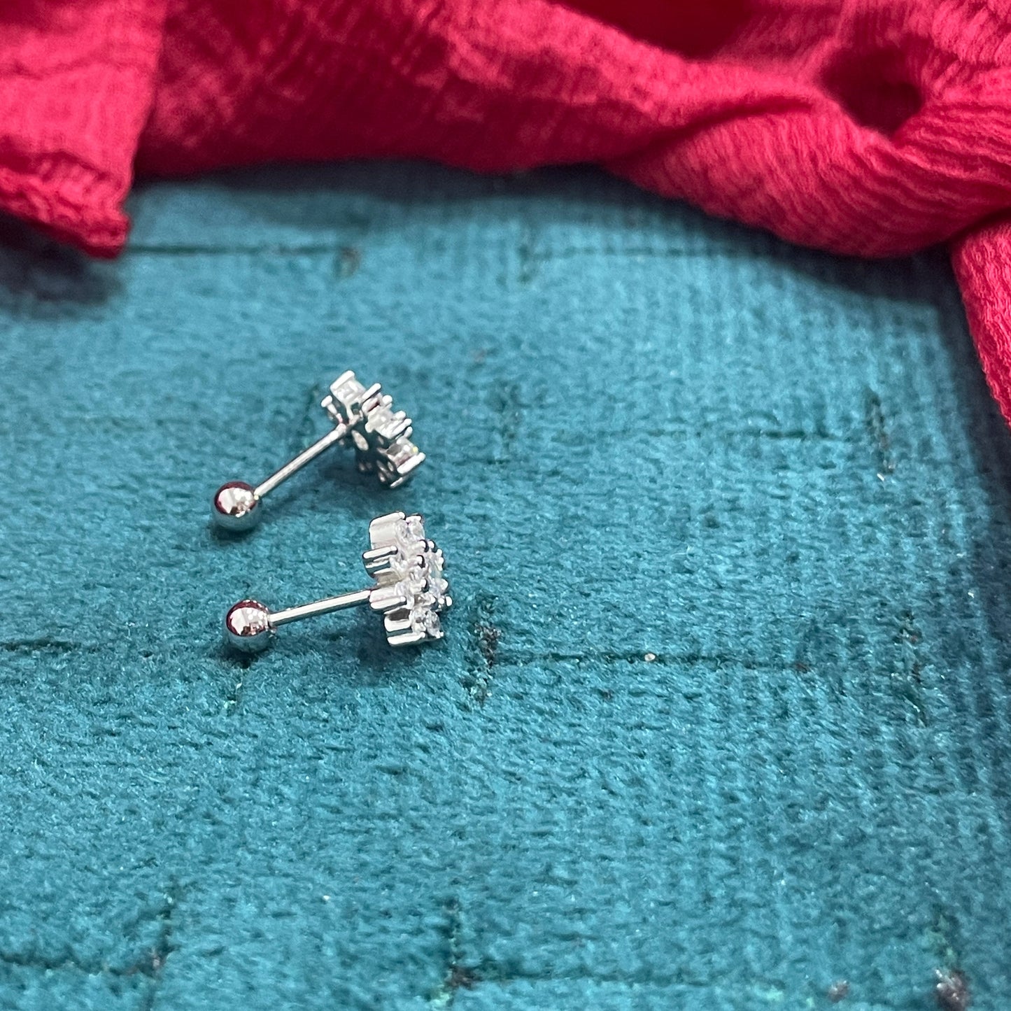 925 Silver 8 Petal Studs - Ball back