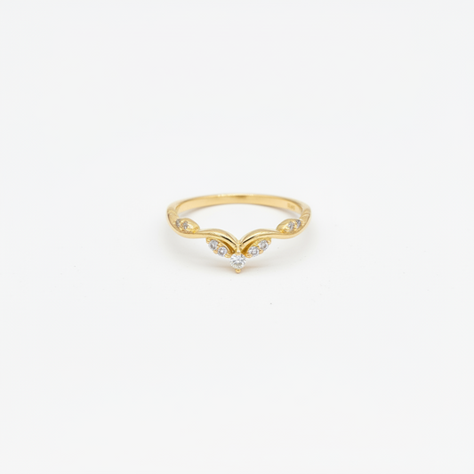 92.5 Sterling Silver Gold Plated Marquise Leaf Finger Ring