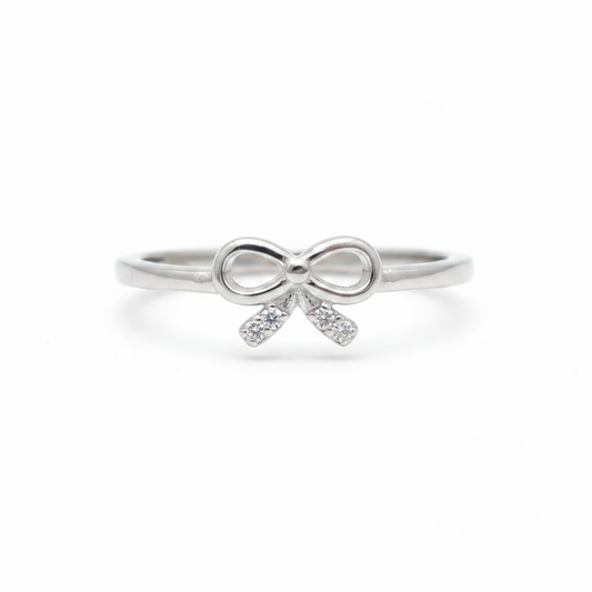 92.5 Sterling Silver Infinity Symbol with CZ V-Crown Finger Ring for Women