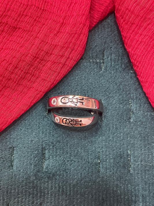 92.5 Silver Cute Couple Rings for Men Size 21 & Women Size 10 | Stylish Matching Love Design | Elegant Gift Jewellery