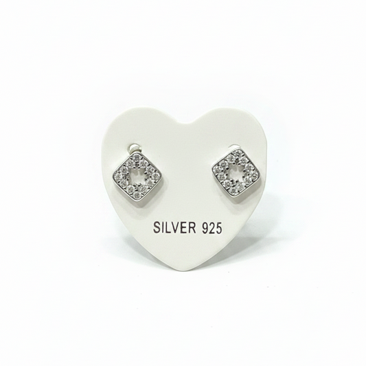 92.5 Silver Rhombus Shape Studs | Stylish Geometric Design | Jewellery