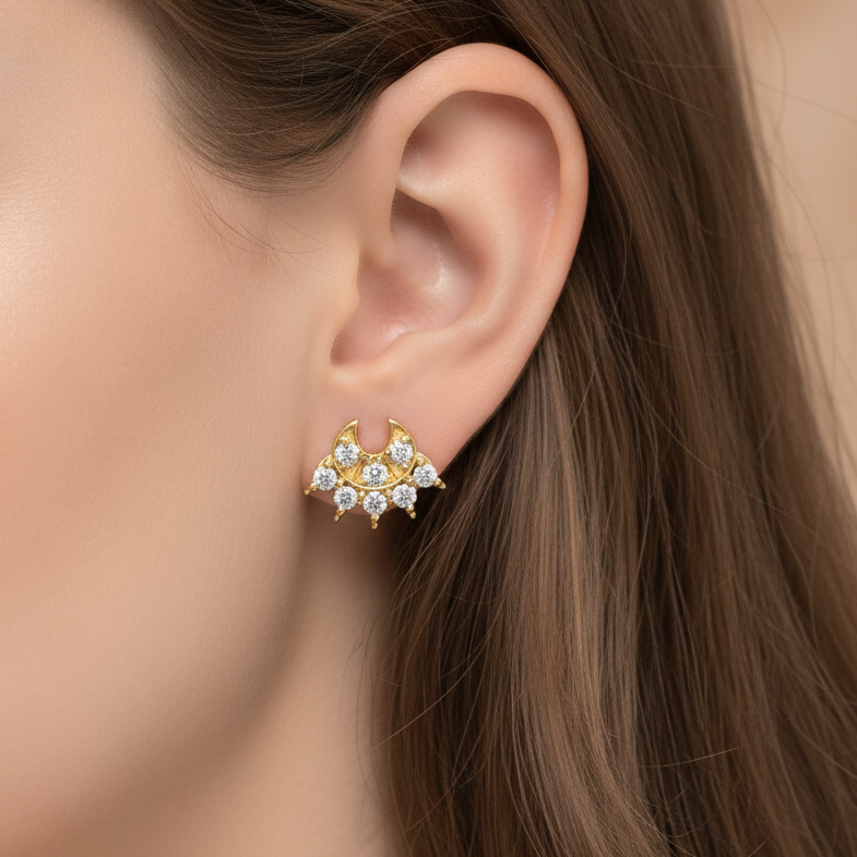 925 Silver Gold Plated Chandbali Studs