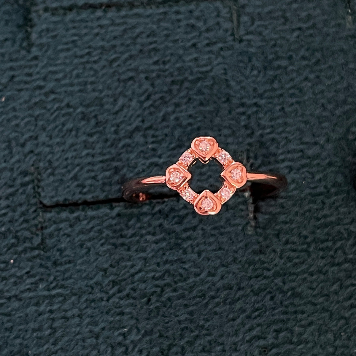92.5 Silver Rose Gold Plated White CZ Heart Frame Toe Rings