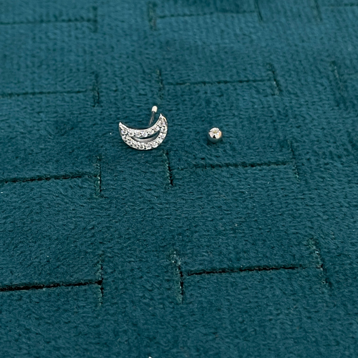 925 Silver Half Moon Studs- Ball back pair
