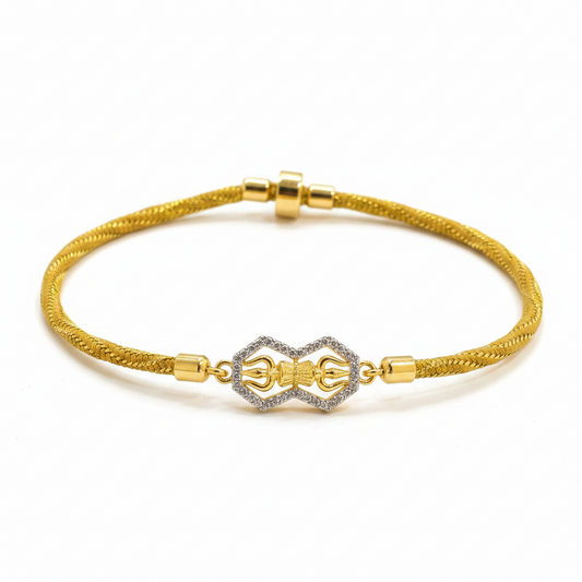 Gold Plated Rakhi for Brother | Decorative Motif Centerpiece with Golden Thread