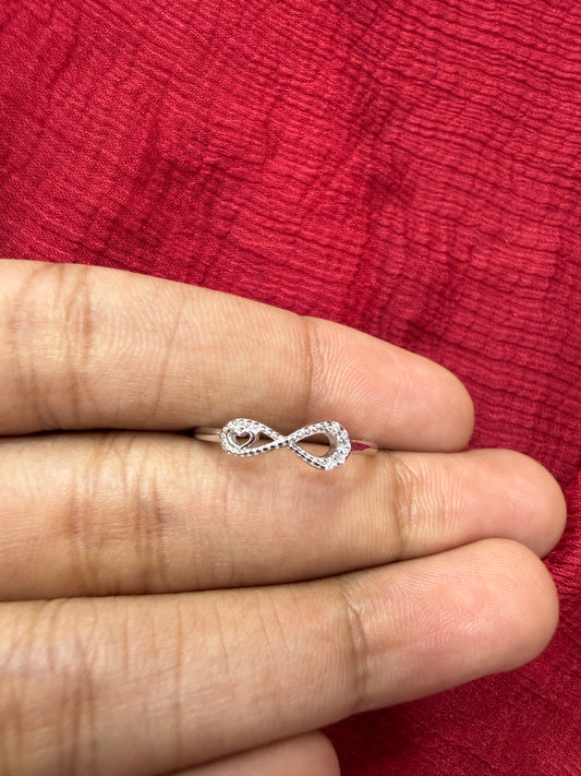 92.5 Silver Infinity Heart Ring for Women