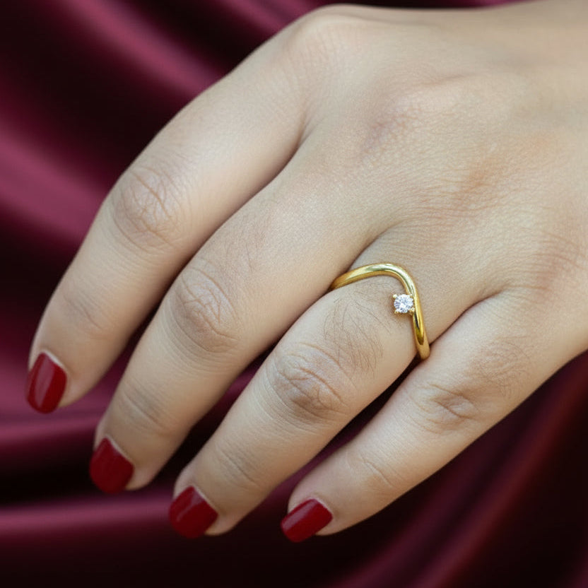 925 Silver Gold Plated Modern Vanki Ring