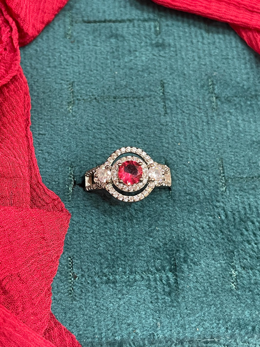 92.5 Silver Red Stone Ring for Women Size 14 | Stylish Elegant Design | Premium Jewellery