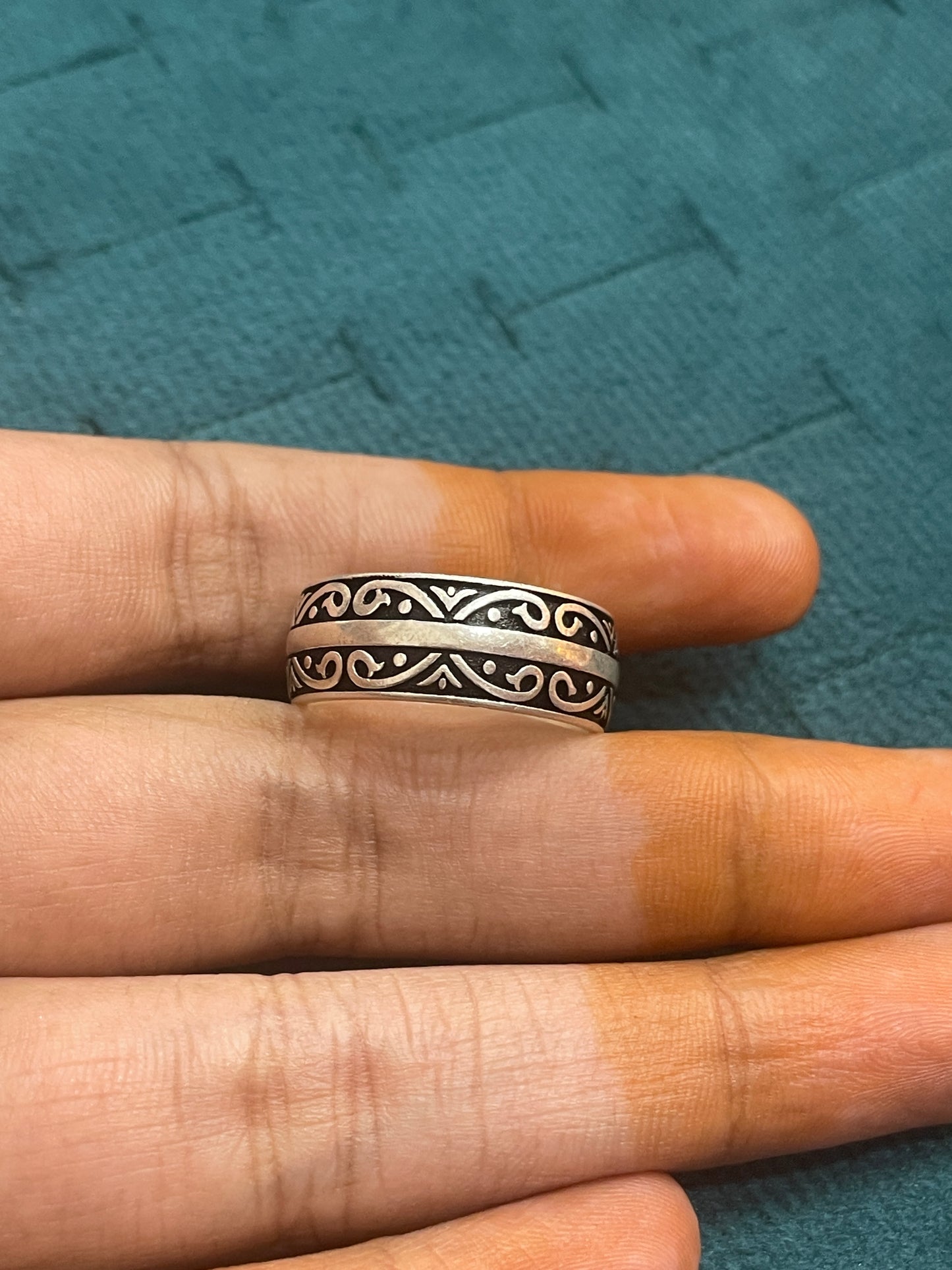 92.5 Silver Oxidised Men’s Ring Size 20 | Stylish Vintage Finish | Elegant Jewellery