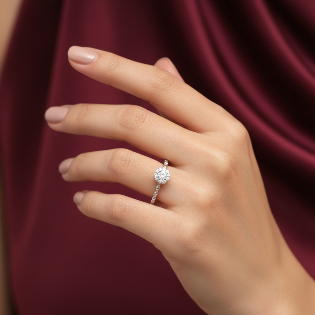 92.5 Sterling Silver Minimal Solitaire Ring for Women | Classic Elegant Design