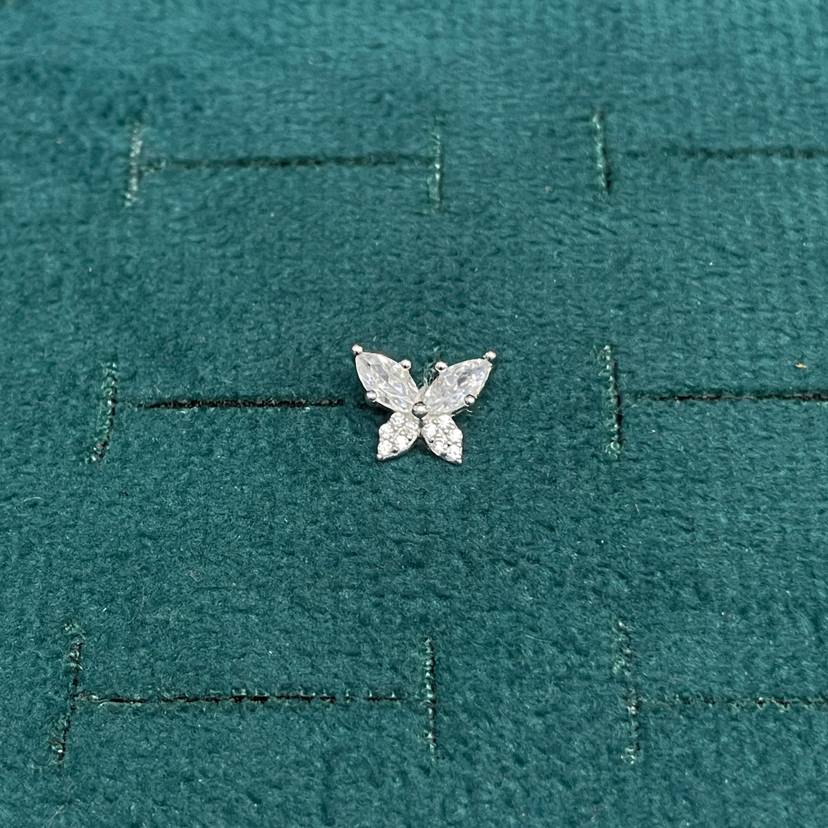 92.5 Silver White Stone Butterfly Studs | Elegant Floral Design | Jewellery pair
