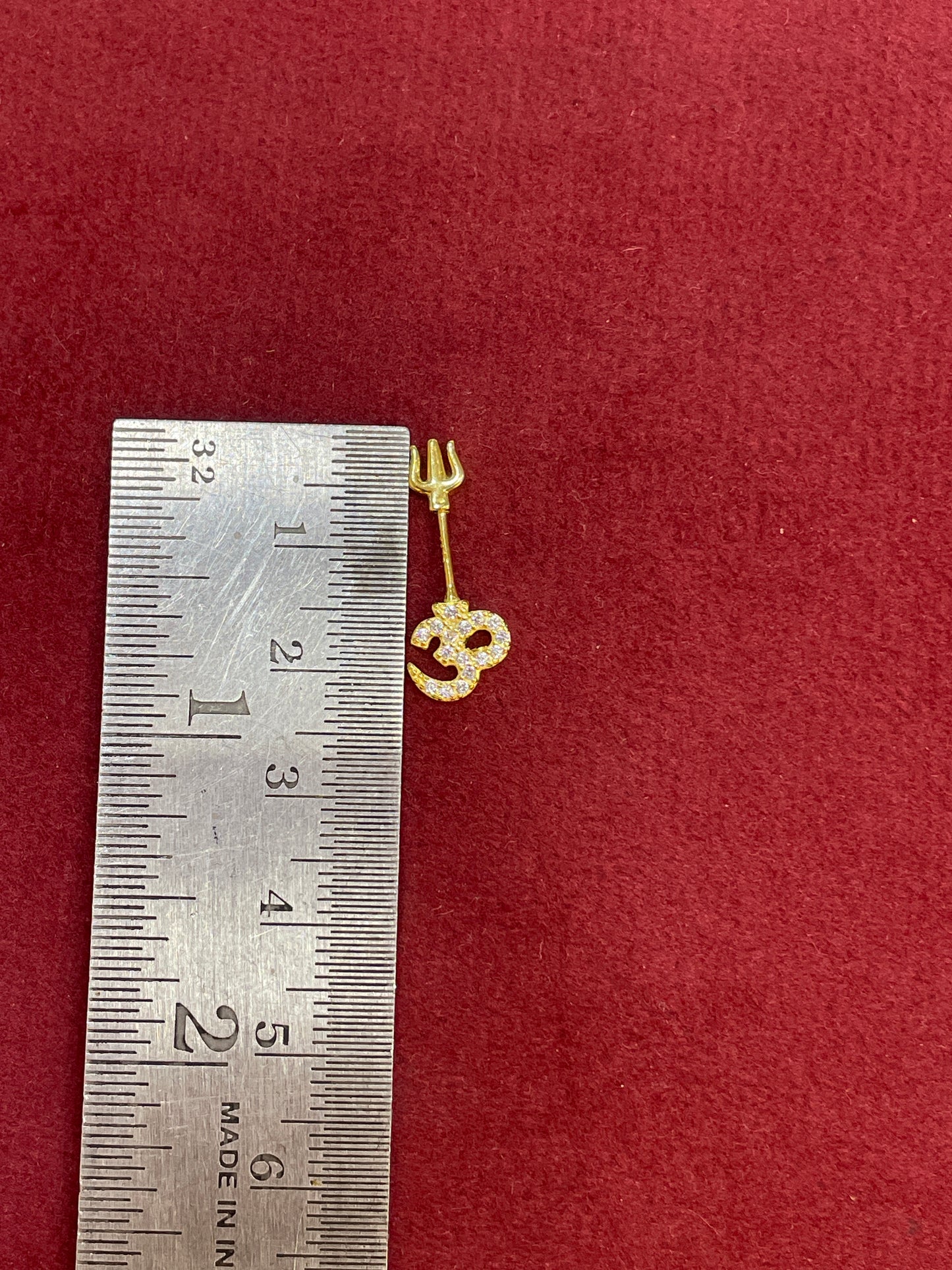 925 Silver Gold Plated Om Trishul Bugadi