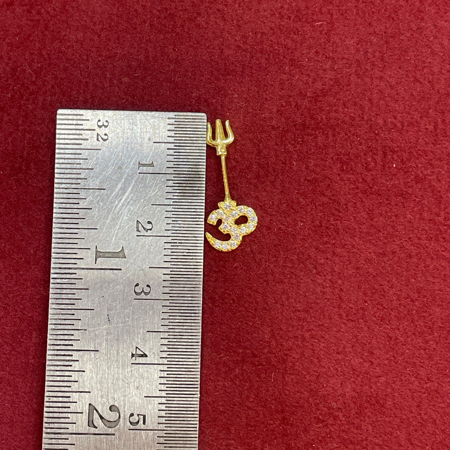 925 Silver Gold Plated Om Trishul Bugadi pair