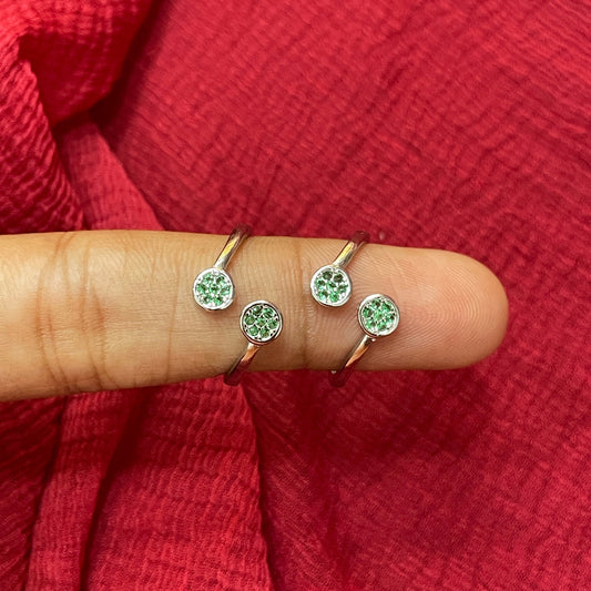 Silver Green Stone Toe Rings