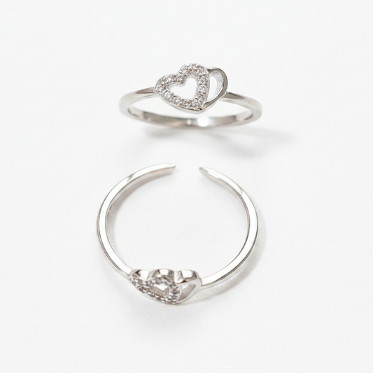 92.5 Sterling Silver Heart Toe Rings for Women | Romantic Elegant Design