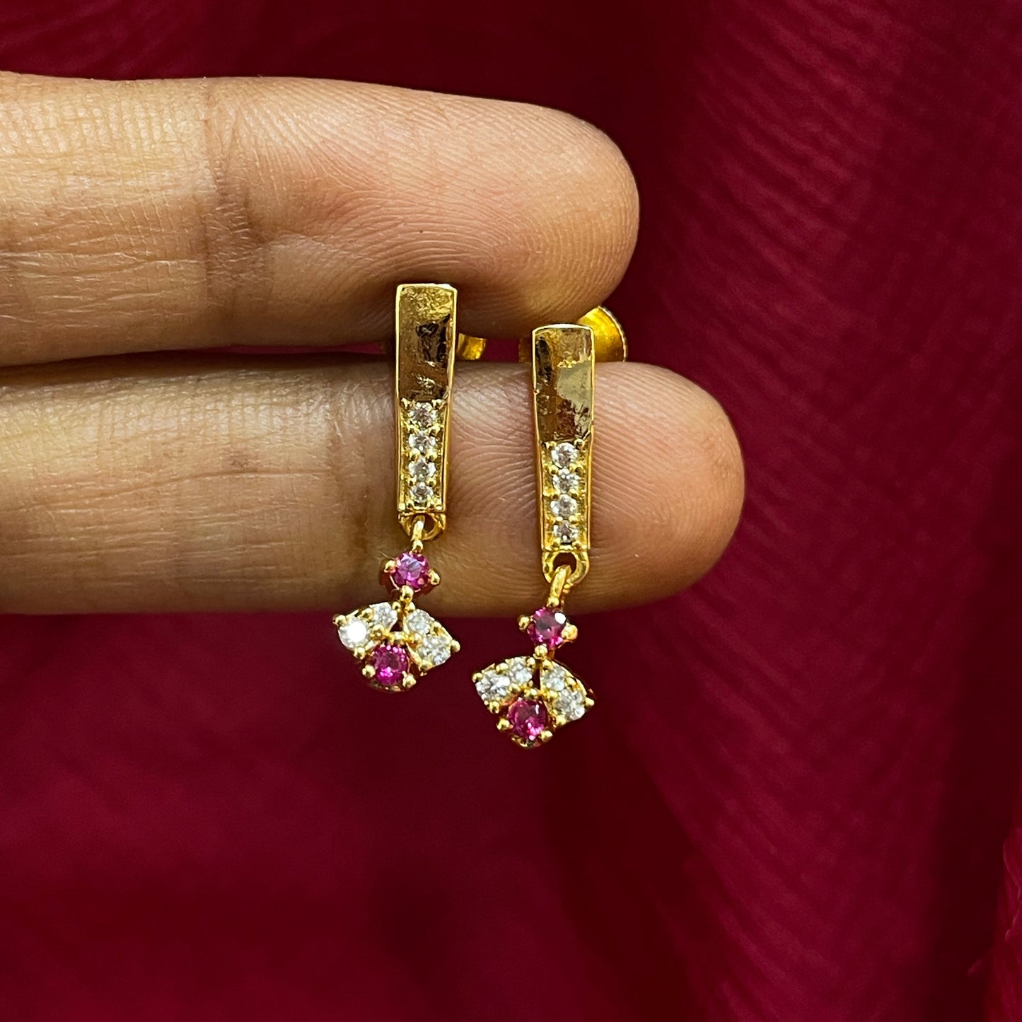 925 Silver Gold Plated Drop Studs