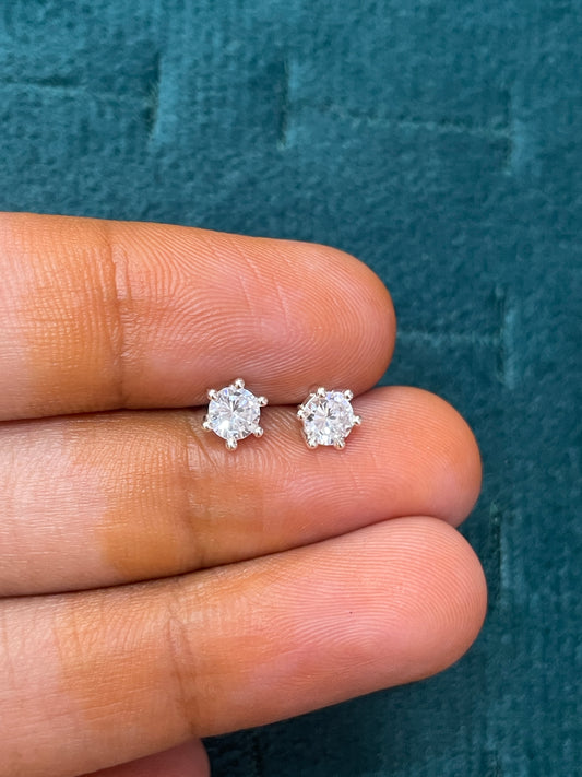 92.5 Silver White Stone Second Studs | Stylish Sparkle Design | Elegant Jewellery